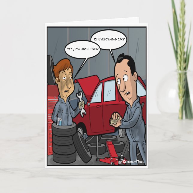 Tired Punny Birthday Card Karte (Vorderseite)