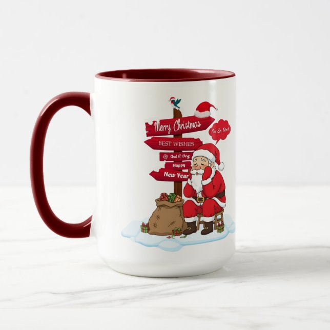 Tired Santa 15 oz Combo Mug Distinctive Gift Tasse (Links)