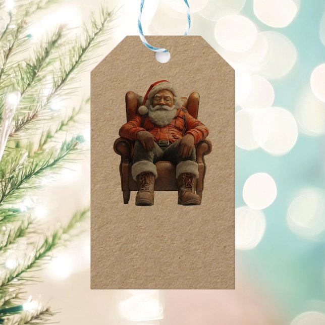 Tired Santa Kraft Gift Tag Geschenkanhänger (Von Creator hochgeladen)