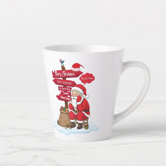 Tired Santa Petite Latte Mug Minimalist Coffie Milchtasse (Rechts)