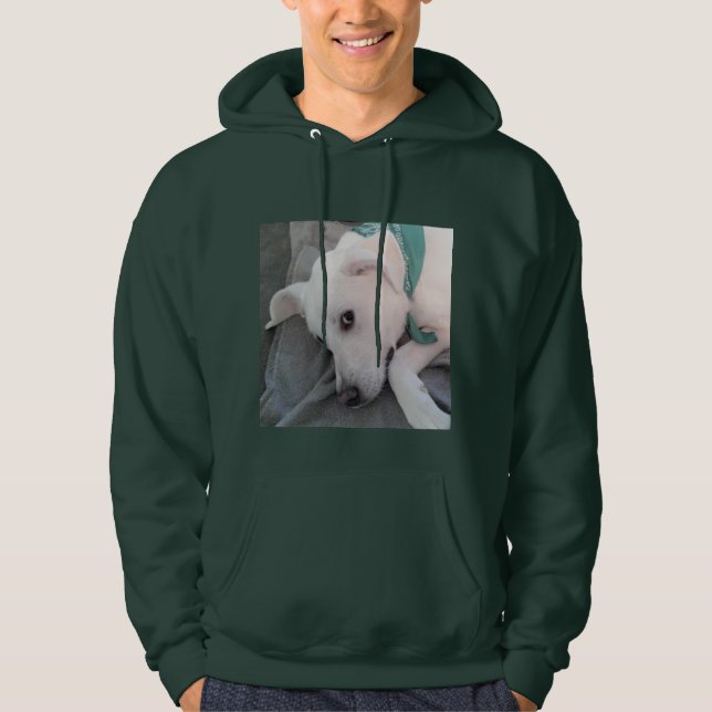 Tired St Patricks Day Hund mit grünem T - Shirt (Vorderseite)