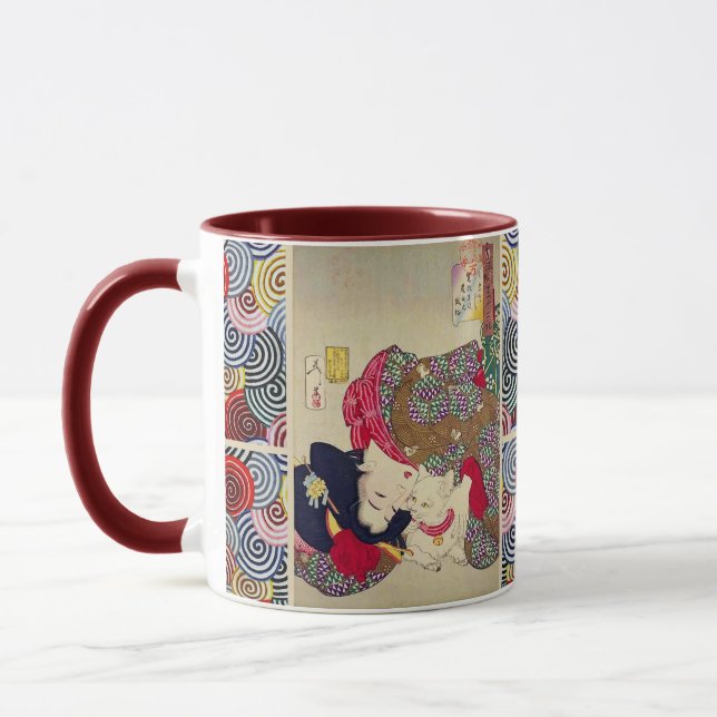 TIRESOME, JAPANISCHE FRAU MIT WEISSER KATZE TASSE (Links)