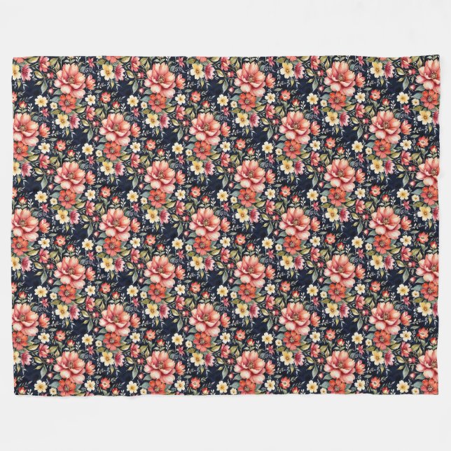 Tiroler Blume Bouquets zur Fleece der Marine (Vorderseite (Horizontal))