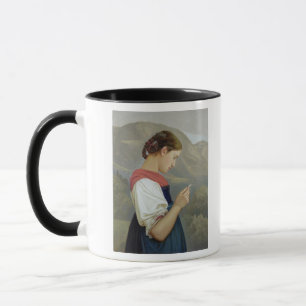 Tiroler Mädchen, das ein Kruzifix, 1865 erwägt Tasse