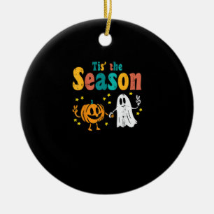 Tis Season Pumpkin Leaf Latte Herbst Softball Keramik Ornament