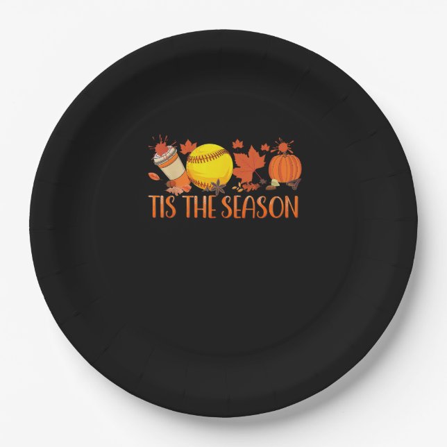 Tis Season Pumpkin Spice Latte Halloween Fall Coff Pappteller (Vorderseite)