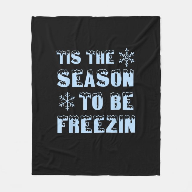 Tis Season To Freezing Holiday Christmas Retro Sty Fleecedecke (Vorderseite)