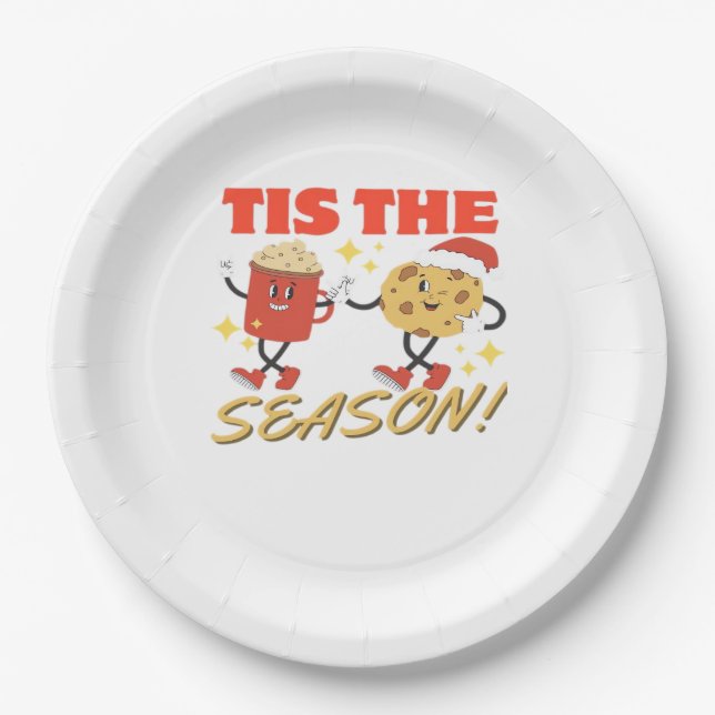 Tis The Season Christmas Retro Characters Pappteller (Vorderseite)