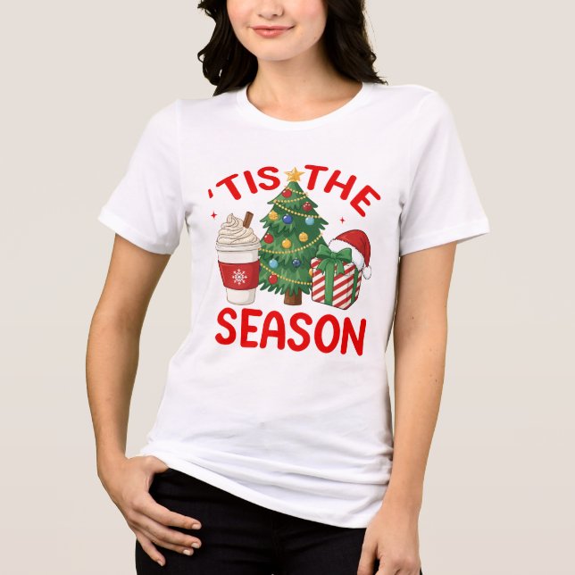 Tis The Season Christmas Tree Coffee Gift Design Tri-Blend Shirt (Vorderseite)