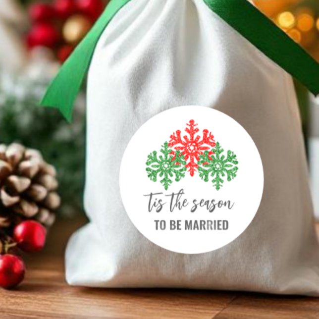Tis The Season Christmas Wedding Runder Aufkleber (Von Creator hochgeladen)