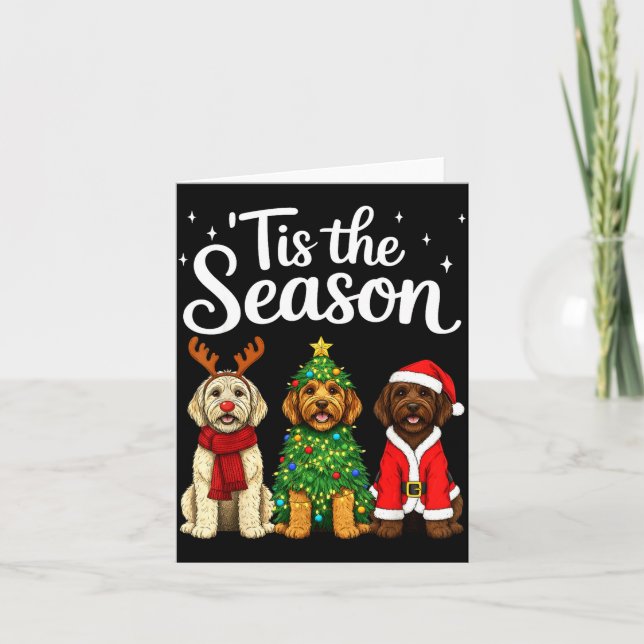 Tis The Season Goldendoodle Christmas Santa Doodle Karte (Vorderseite)