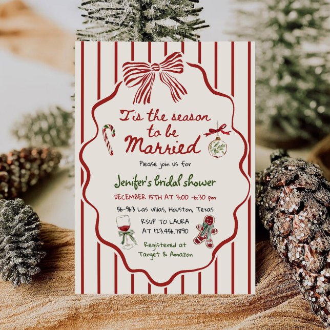 Tis The Season Hand Drawn Christmas Bridal Shower Einladung (Von Creator hochgeladen)