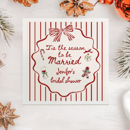 Tis The Season Hand Drawn Christmas Bridal Shower Serviette