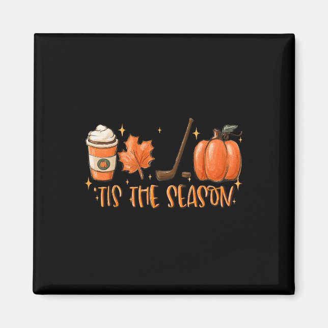 Tis The Season Hockey Latte Leaves Hello Pumpkin H Magnet (Vorne)