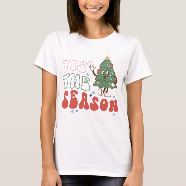 Tis The Season Retro Christmas T-Shirt (Vorderseite)