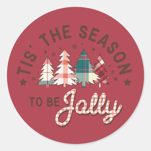 Tis the Season to be Jolly Christmas Runder Aufkleber (Vorderseite)