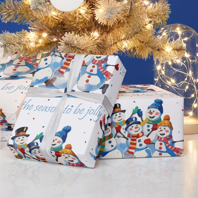 Tis the Season to be Jolly Dancing Jolly Snowmen Geschenkpapier (Feiertage)