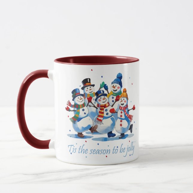 Tis the Season to be Jolly Dancing Jolly Snowmen Tasse (Links)