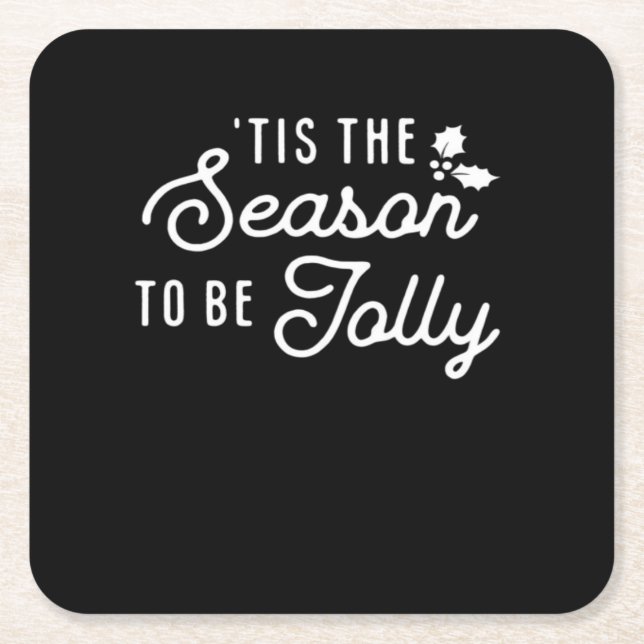 Tis The Season To Jolly Retro Style Rechteckiger Pappuntersetzer (Vorderseite)