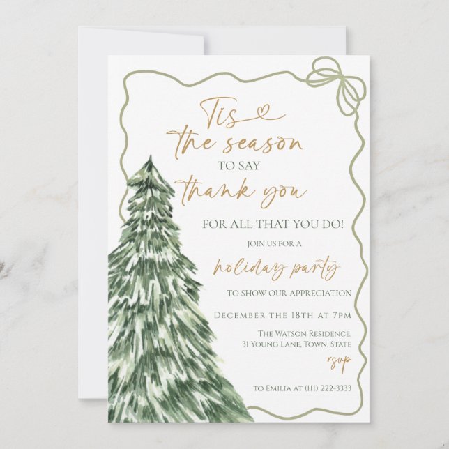 Tis the season to say thank you Holiday Party Einladung (Vorderseite)