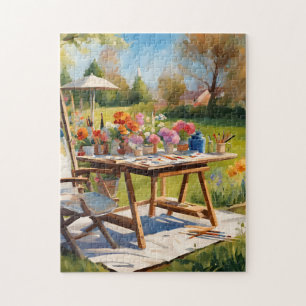 Tisch des Künstlers Outdoor-Gartenszene Kunstmater