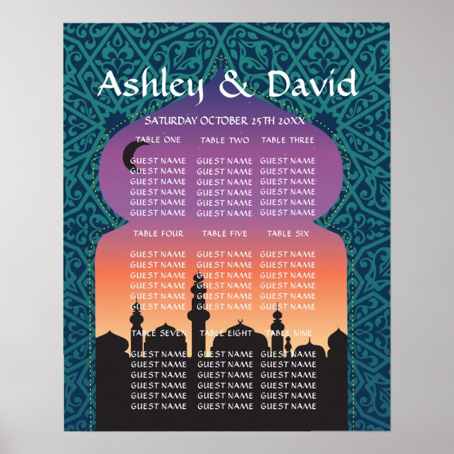 Tisch Hochzeit arabische Nächte Plakatsitzplatz Poster (Vorne)
