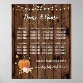 Tisch Hochzeitsposter Sitzplatze Pumpkin Wood Ligh Poster