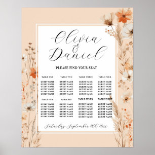 Tisch Hochzeitssitze 8 Boho Florals Bohemisch Poster
