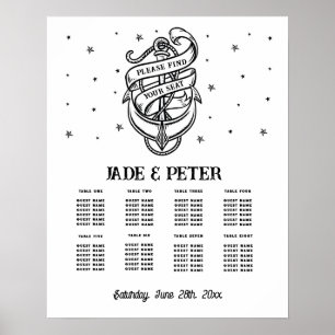 Tisch Hochzeitssitze 8 Traditioneller Tattoo Anker Poster