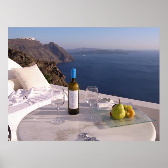 Tisch in Santorini Poster (Vorne)