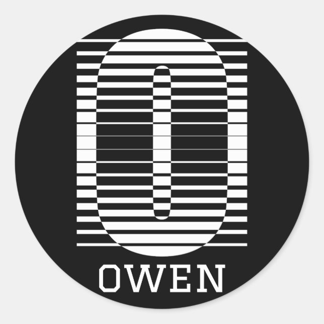 TISCH SCHREIBEN O - ALPHABET NAME O RUNDER AUFKLEBER (Vorderseite)