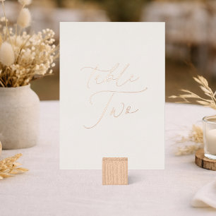 Tisch Zwei Hochzeitsschild Echte Goldfolie Karte