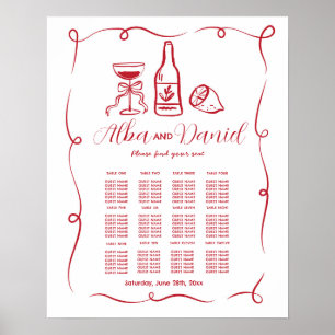Tischdecke mit 12 Hand gezogenem whimsical Poster