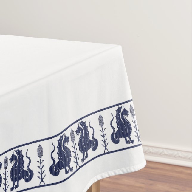 Tischdecke mit dunkelblauen Drachen (Beispiel)
