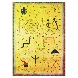 Tischdecke mit Vintage-Petroglyphen