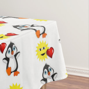 Tischdecke Valentinstag Pinguin Herzen