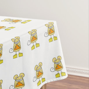 Tischdecke Weiß Pizza Käse Maus Gelb