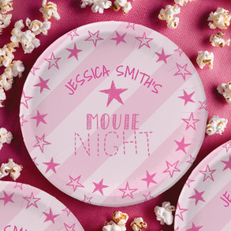 Tischdecken für Pink Stars Kinoabend-Party Pappteller