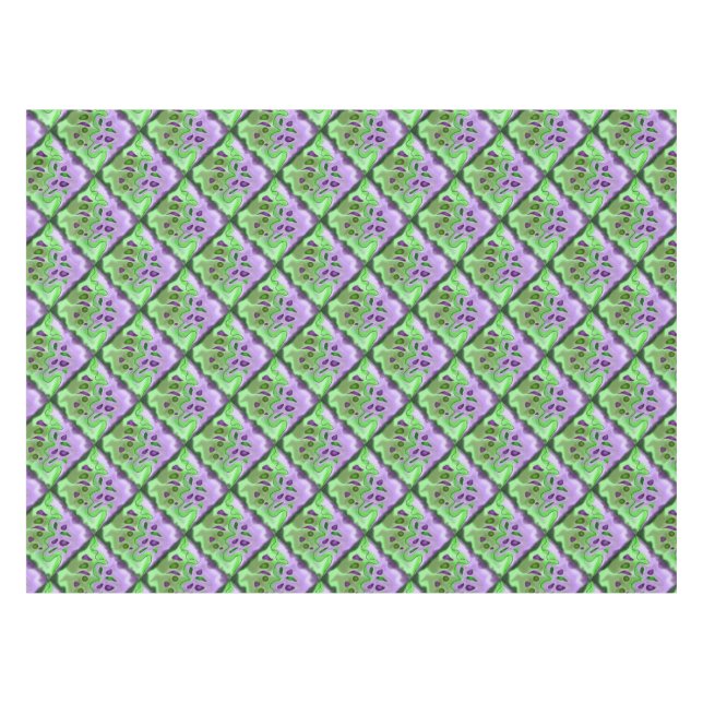 Tischdecken mit lila und grünen Abstrakten Quadrat (Vorderseite (Horizontal))