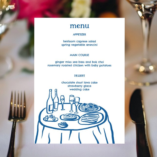 Tischdeckenkleidung aus Whimsikbüffet Modernes KUS Menükarte (Whimsical Buffet Table Doodle Sketch Modern CUSTOM Menu
)