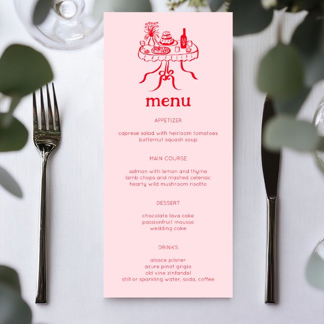 Tischdeckenkleidung aus Whimsikbüffet Modernes KUS Menükarte (Whimsical Buffet Table Doodle Sketch Modern CUSTOM Menu
)