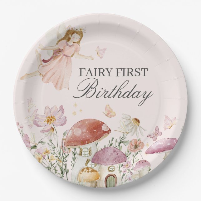 Tischdekoration der Fairy First Birthday Party Pappteller (Vorderseite)