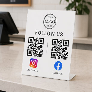 Tischdisplay für Social Media QR Code Sockelschild