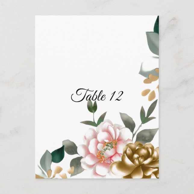 Tischkarte für Rosa und Bronze-Peony Postkarte (Vorderseite)