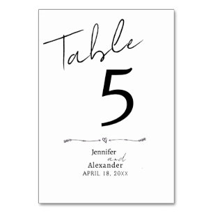 Tischkarte Hochzeit Minimalistisch moderne Kalligr Tischnummer