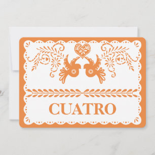 Tischkarte Nummer Vier Gold Fiesta Papel Picado Vi Einladung