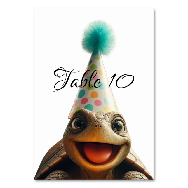 Tischkarten für benutzerdefinierte Schildkröten, Tischnummer (Vorderseite)