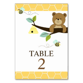 Tischkarten für Honigbären und Bienen Tischnummer