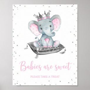 Tischkarten für Mädchen-Elefanten-Baby-Shower-Gesc Poster