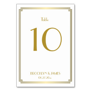Tischkarten Hochzeit Great Gatsby Art Deco Weiß Tischnummer